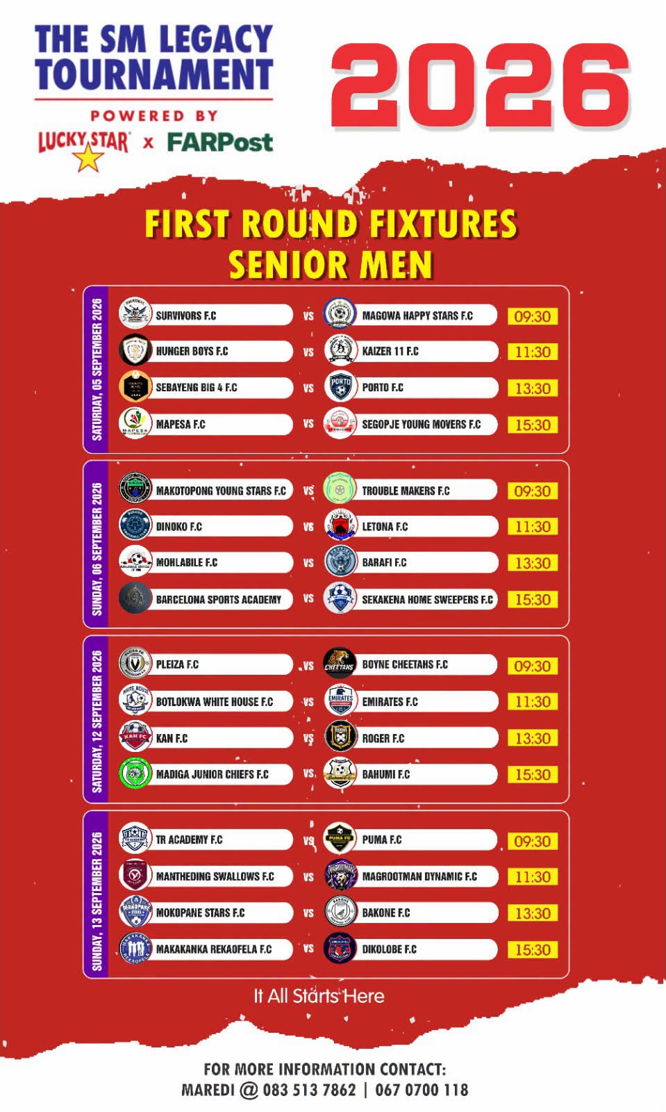 SM Legacy Tournament 2026 first round fixtures poster